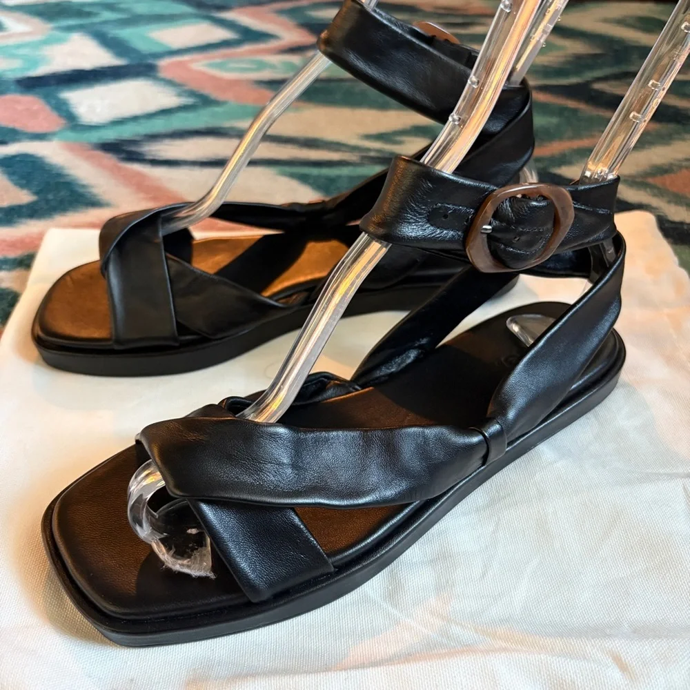 NEW Vince Reza Ankle Strap Sandals in Black 7